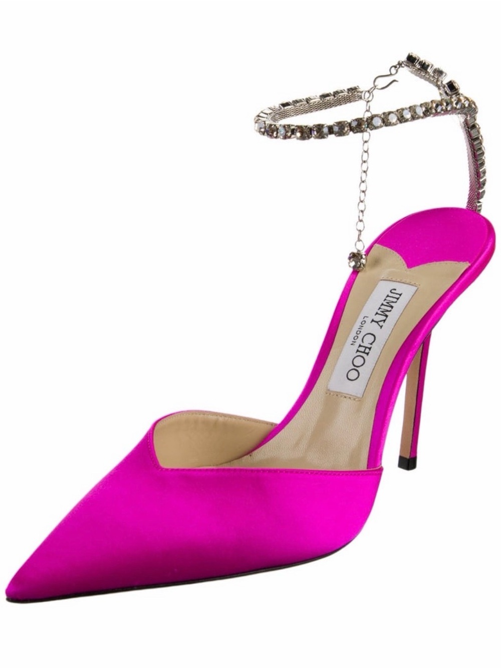 Jimmy Choo Satin Crystal Embellishments D’orsay Pumps
